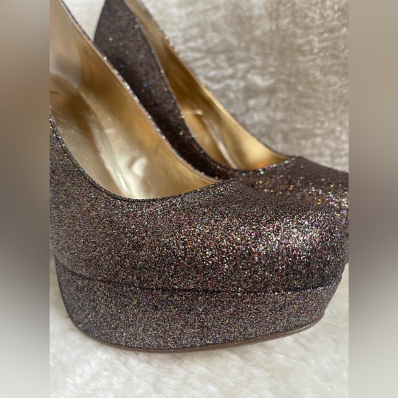 Bakers Shoes - Victoria G Glitter Platform Heels - Size 9 - Picture 3 of 11